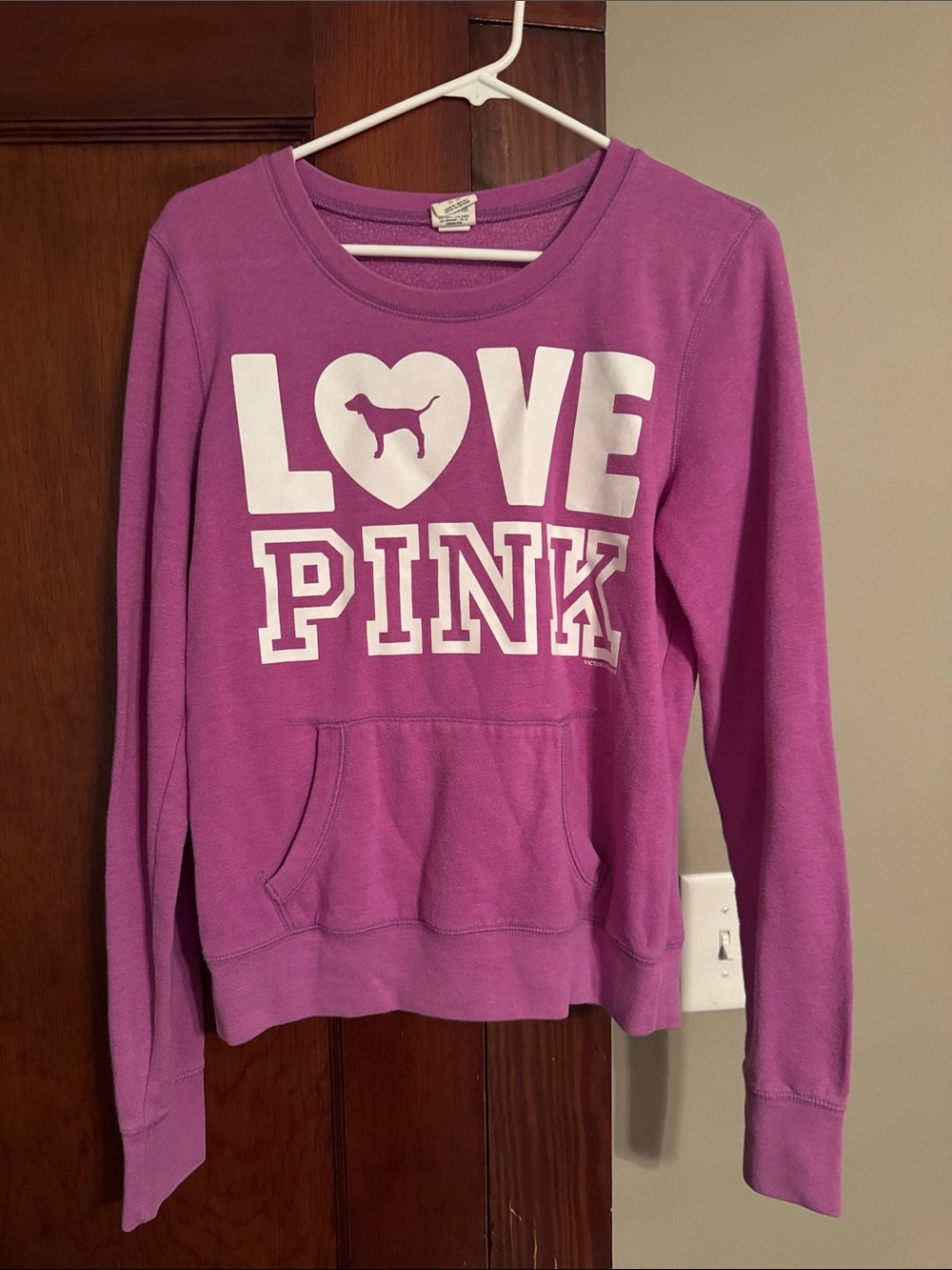 PINK Victoria's Secret Purple 'LOVE PINK' Crewneck Sweatshirt